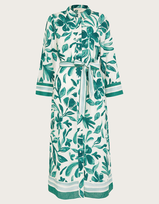 Naomi Print Shirt Dress, Green (GREEN), large