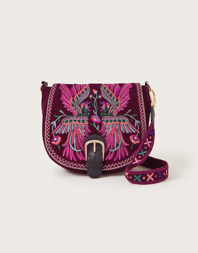 Bird Embroidered Velvet Bag | Accessories | Monsoon UK.
