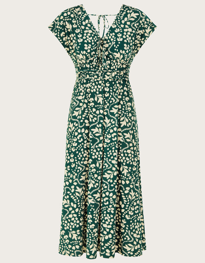 Print Fit-and-Flare Midi Dress, Green (DARK GREEN), large