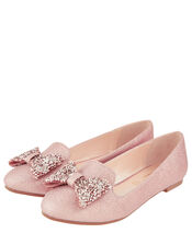 Sabrina Gem Bow Shimmer Shoes, Gold (ROSE GOLD), large