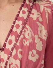 East Kris Hand-Batik Floral Maxi Dress, Pink (DUSKY PINK), large