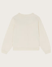 Floral Embroidered Pointelle Cardigan, Ivory (IVORY), large