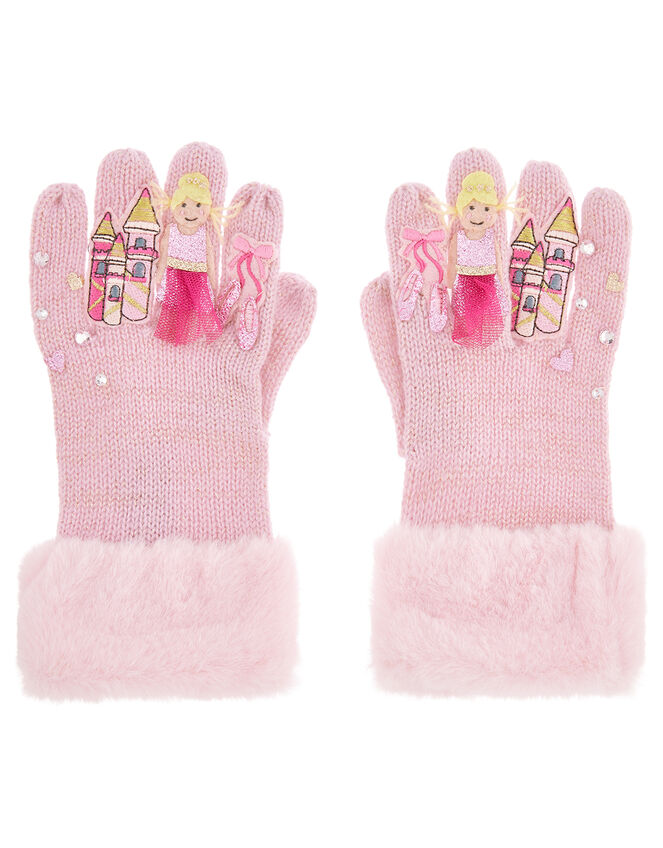 Princess Ballerina Knit Gloves, Pink (PALE PINK), large