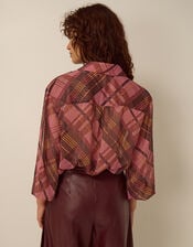Melinda Ruffle Check Shirt, Pink (PINK), large