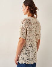 Ren Crochet Collared Blouse, Ivory (IVORY), large
