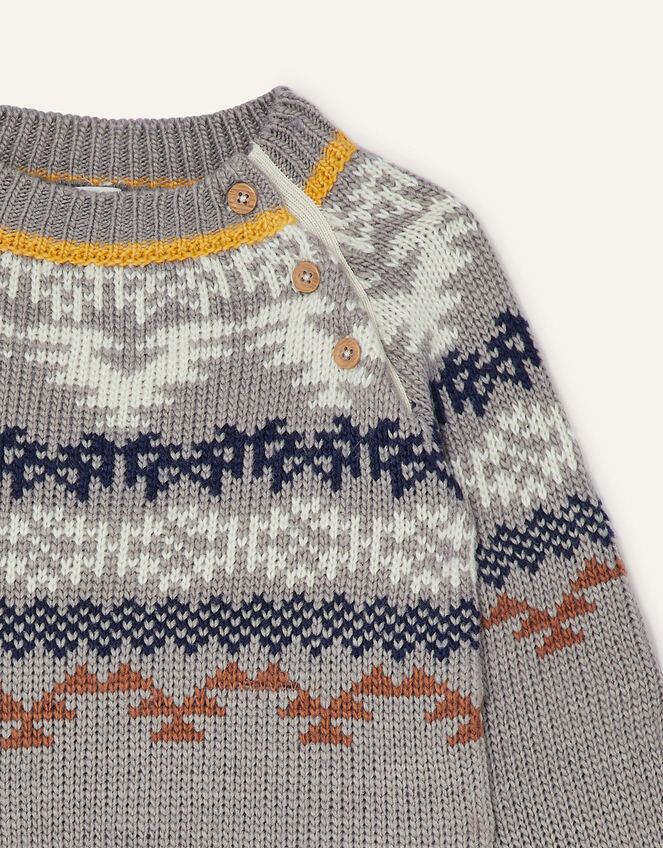 Fairisle Knit Jumper, Grey (GREY), large