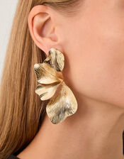 Textured Flower Drop Earrings, , large