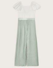 Satin Pleated Jumpsuit, Green (GREEN), large