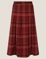 Charly Check Midi Skirt, Red (BURGUNDY), large