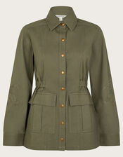 Lyria Embroidered Utility Jacket, Green (KHAKI), large