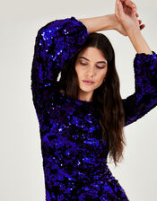 Kayleigh Sequin Shift Dress, Blue (COBALT), large
