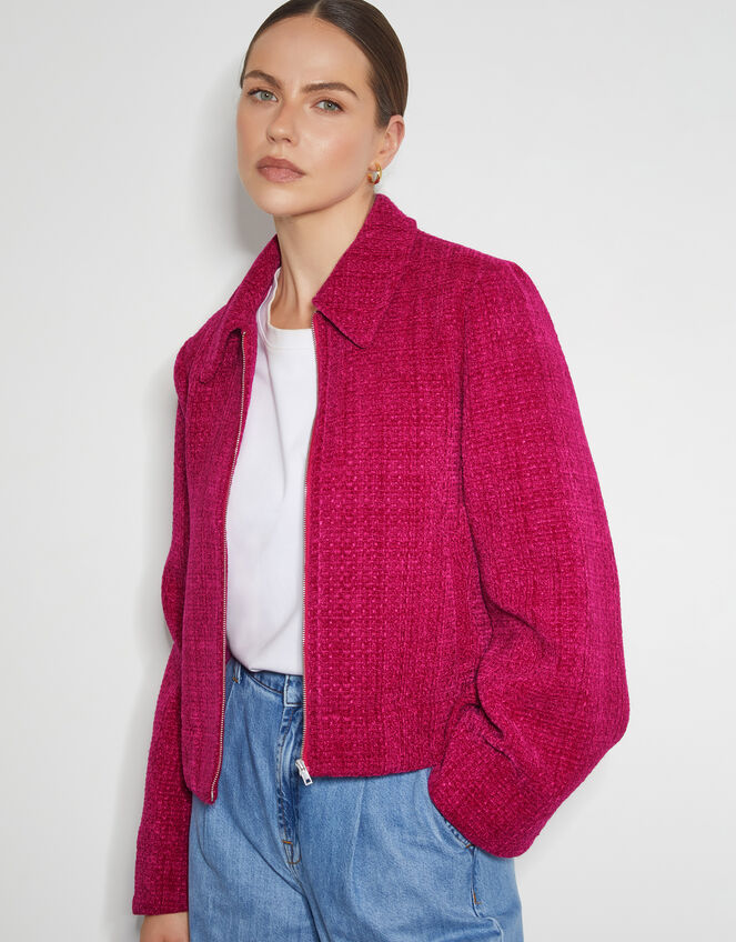 Teagan Tweed Crop Jacket, Pink (PINK), large