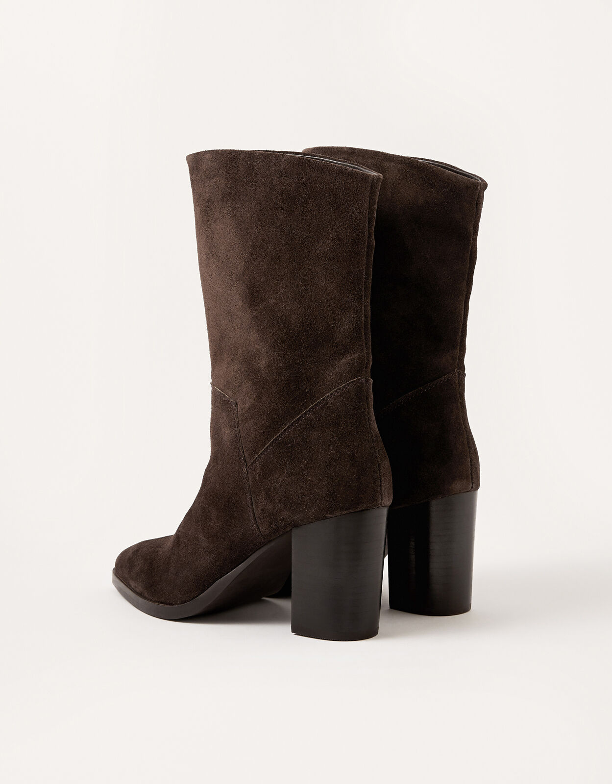 Suede stacked heel discount boots