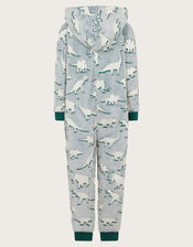 Glow In The Dark Dinosaur Fleece Onesie, Teal (TEAL), large