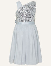 One-Shoulder Sequin Dress , Silver (SILVER), large