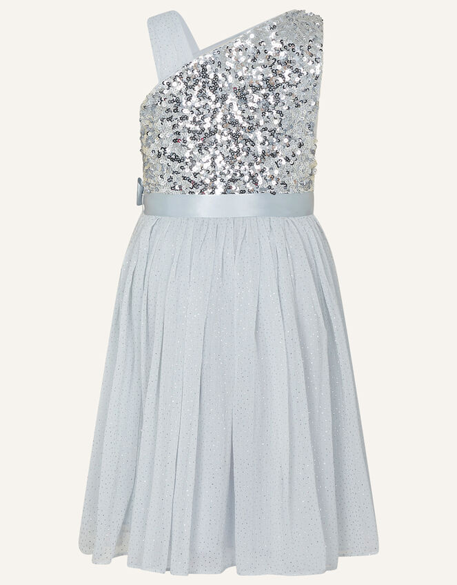 One-Shoulder Sequin Dress , Silver (SILVER), large