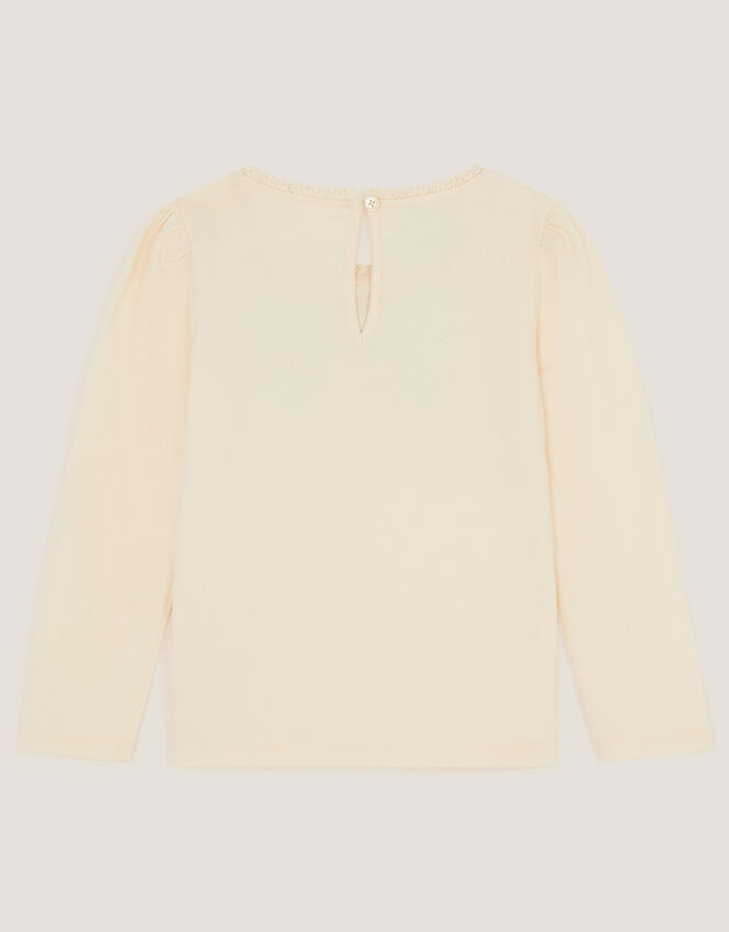 Organza Bow Long Sleeve Top, Cream (CREAM), large