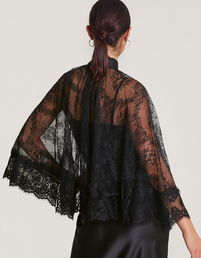 Luana Lace Cape, Black (BLACK), large