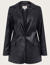 Beth PU Blazer in Recycled Polyester, Black (BLACK), large