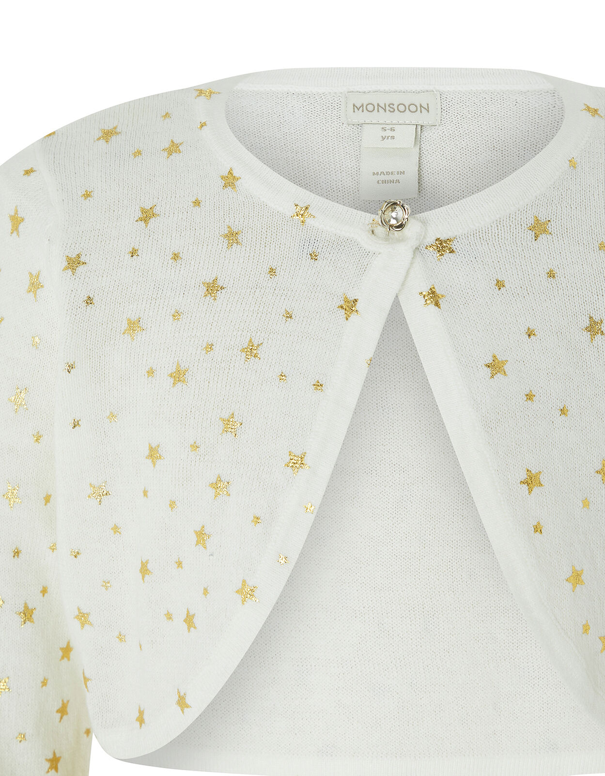 Metallic Star Cropped Cardigan Ivory