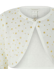 Metallic Star Cropped Cardigan, Ivory (IVORY), large