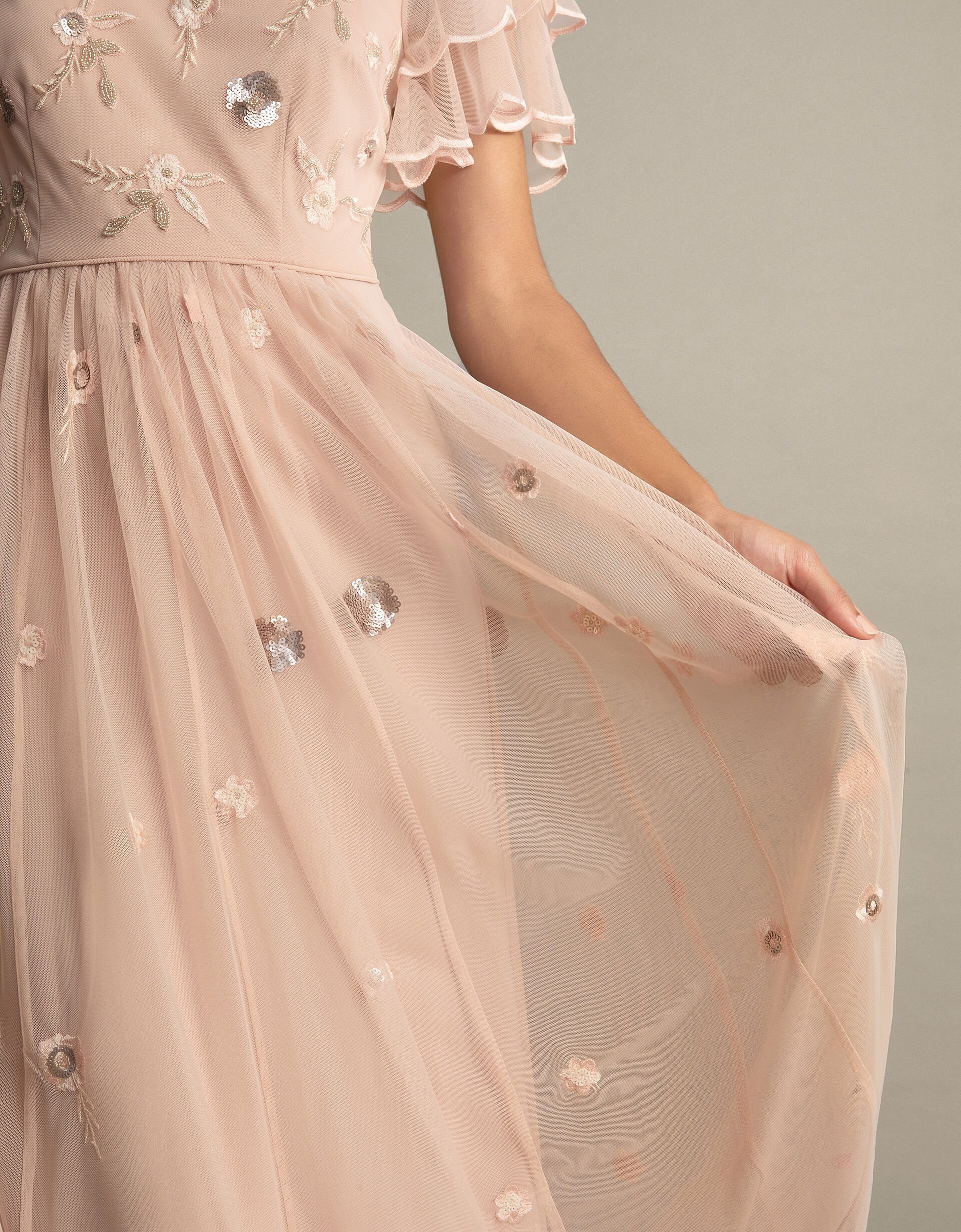 Catherine Embellished Maxi Dress with Recycled Polyester Pink