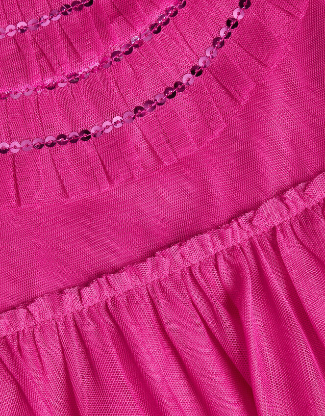 Emma Sequin Ruffle Dress, Pink (BRIGHT PINK), large