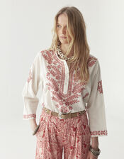 Maison Hotel Shyla Floral Embroidered Blouse, Ivory (IVORY), large