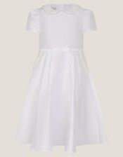 Sicily Pearl Collar Communion Dress, White (WHITE), large