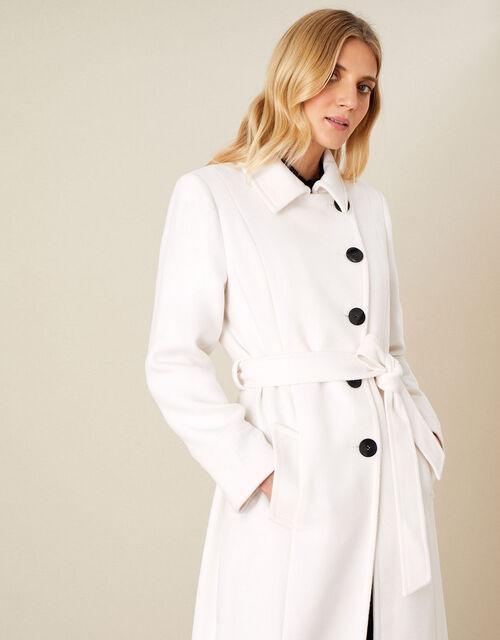 Willow Asymmetric Button Coat, White (WHITE), large