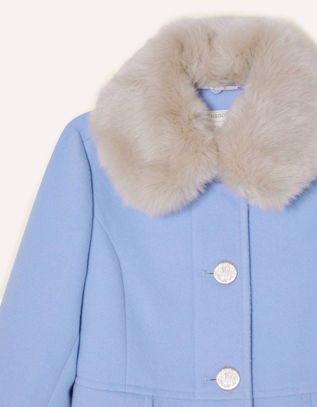 Light blue coat shop with fur collar
