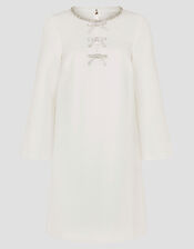 Paola Bow Diamante Shift Wedding Dress, Ivory (IVORY), large