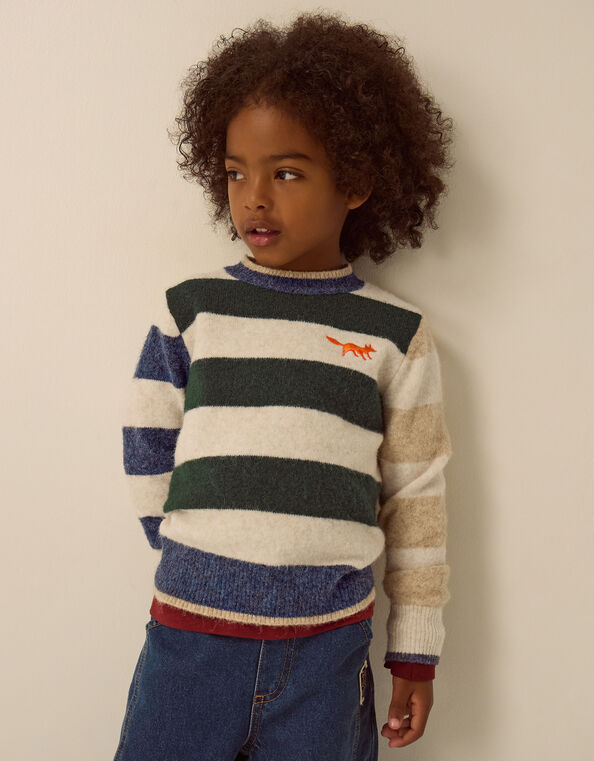 Colourblock Stripe Jumper, Cream (CREAM), large