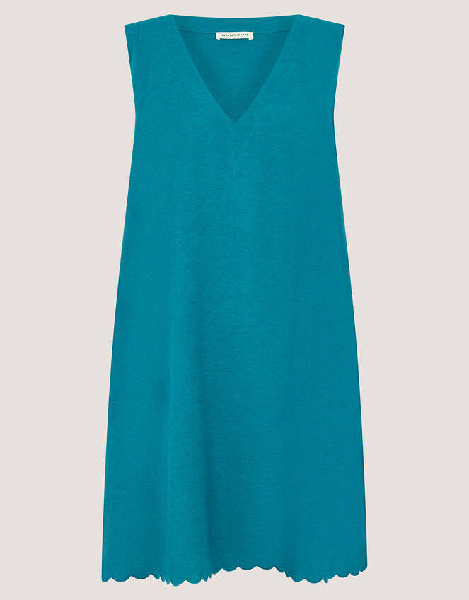 Lara Sleeveless Linen Blend Mini Dress, Teal (TEAL), large