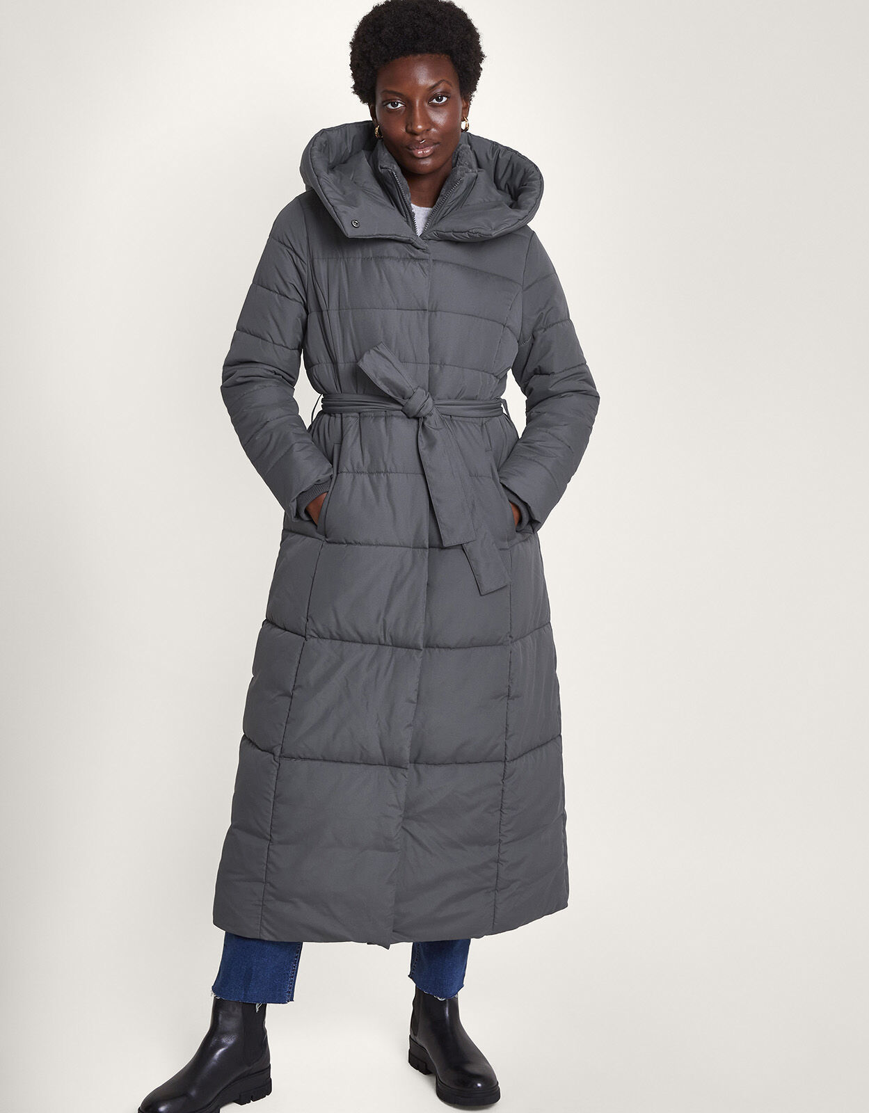 Flossy Funnel Hood Maxi Padded Coat 