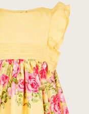 Baby Roses Border Jacquard Dress, Yellow (YELLOW), large