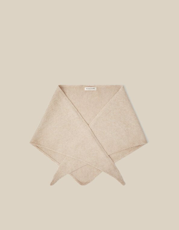 Fae Knitted Triangle Scarf, Natural (NATURAL), large