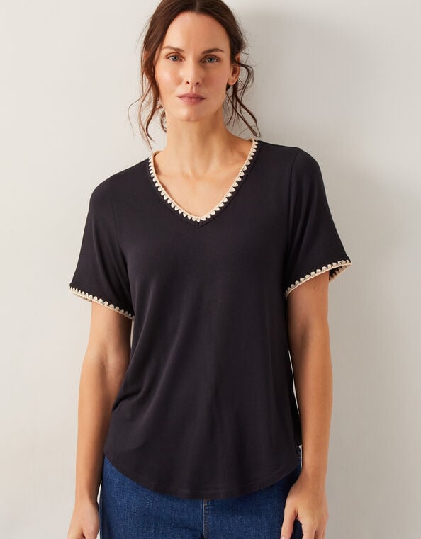 Tilly Trim Jersey T-Shirt , Black (BLACK), large