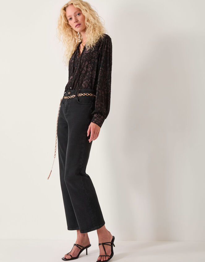 Dory Sparkle Devor&eacute; Shirt, Black (BLACK), large