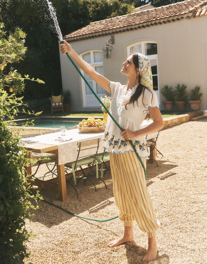 Eve Stripe Balloon Trousers Ivory