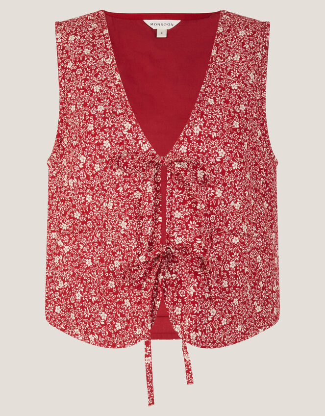 Felipa Floral Print Waistcoat Red
