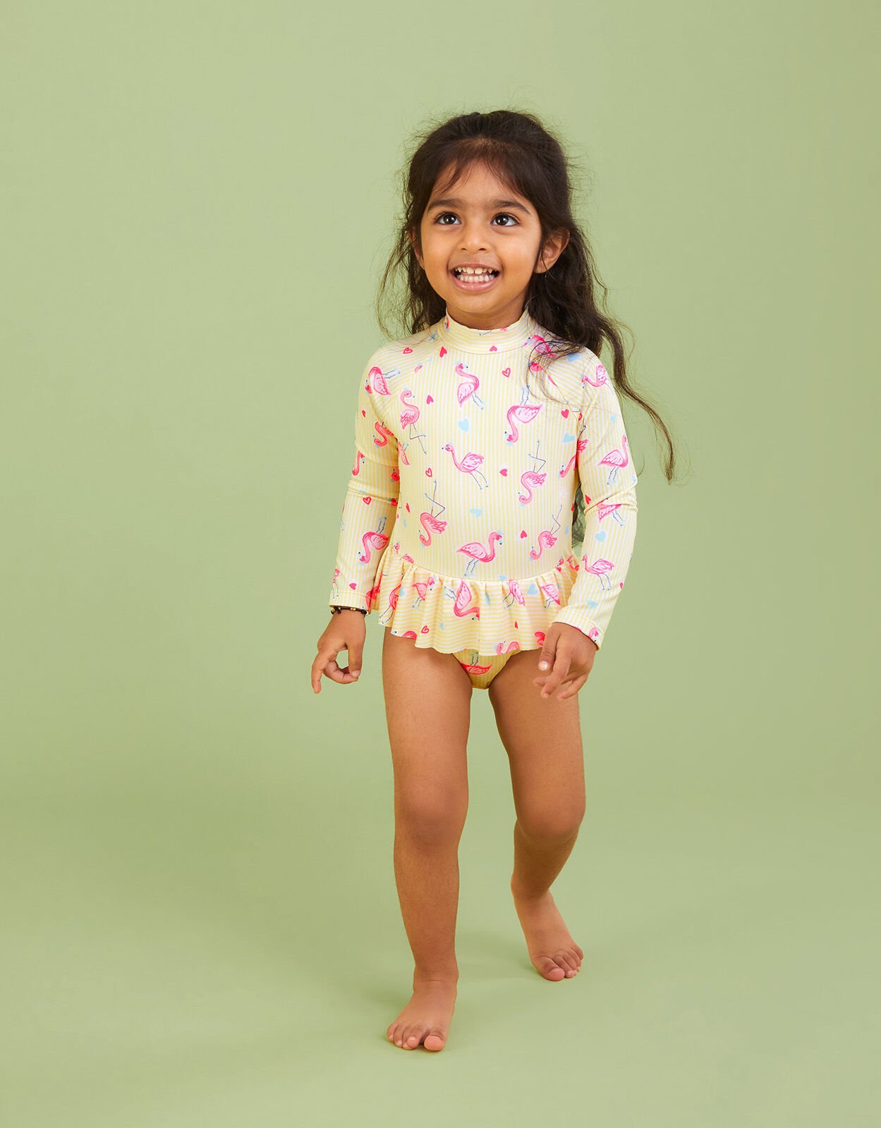 Baby Flamingo Skirted Swimsuit Yellow