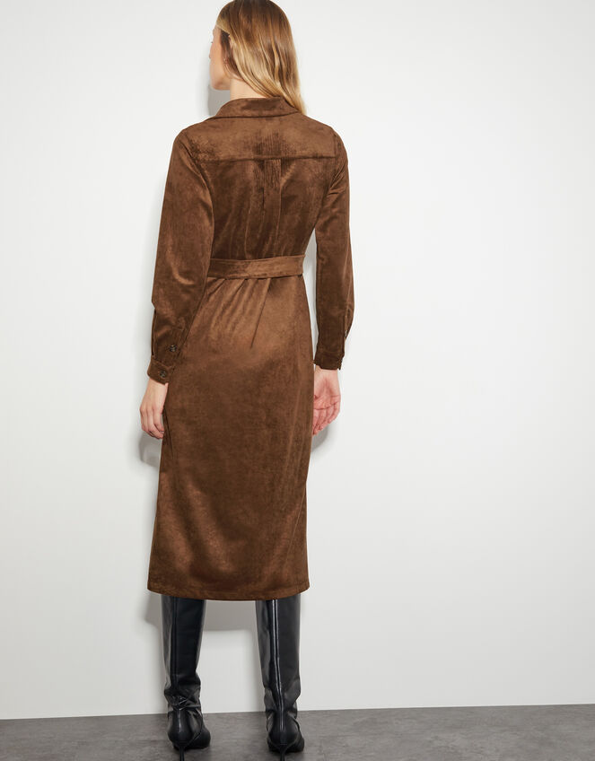 Amber Suedette Midi Dress, Brown (BROWN), large