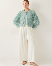 Cosima Fringe Jacket, Green (SAGE), large