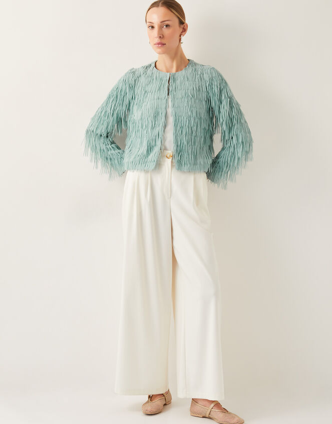 Cosima Fringe Jacket, Green (SAGE), large