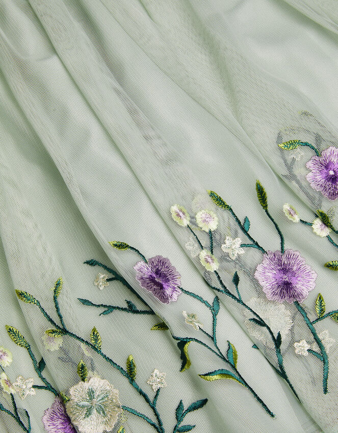 Sloan Tulle Embroidered Party Dress, Green (SAGE), large