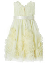 Baby Macaroon Occasion Dress with 3D Flowers, Yellow (LEMON), large