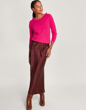 Ruffle Scoop Neck Jumper, Pink (PINK), large