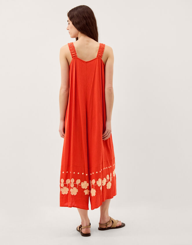 Eliana Floral Embroidered Culotte Jumpsuit, Orange (ORANGE), large