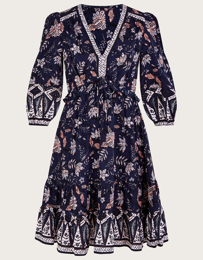 Blue Water Flow Casual One Piece Dress Knee Length for Women main image 1